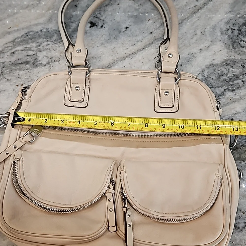 NEW Aimee Kestenberg cream Leather Lucy Satchel w/Front Pockets